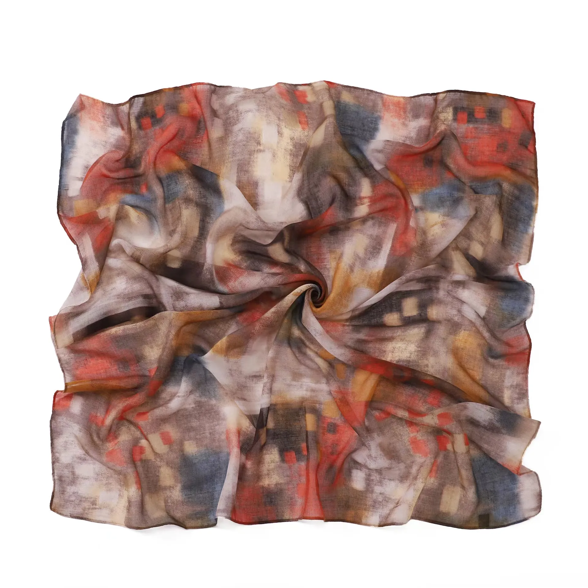 Custom Vela Modal Printed Fabrics Spring Season Square Hijab Scarf for Muslim Women Made of Cotton Modal
