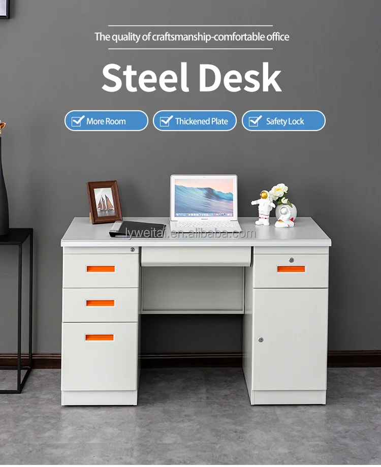 Metal Computer Table Put Laptop Student University Drawer Wide