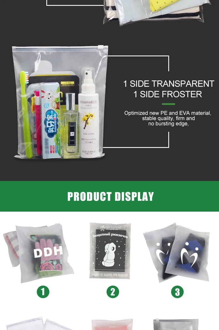 Custom Printed Logo T Shirt Plastic Zip Lock Bag Resealable Matte