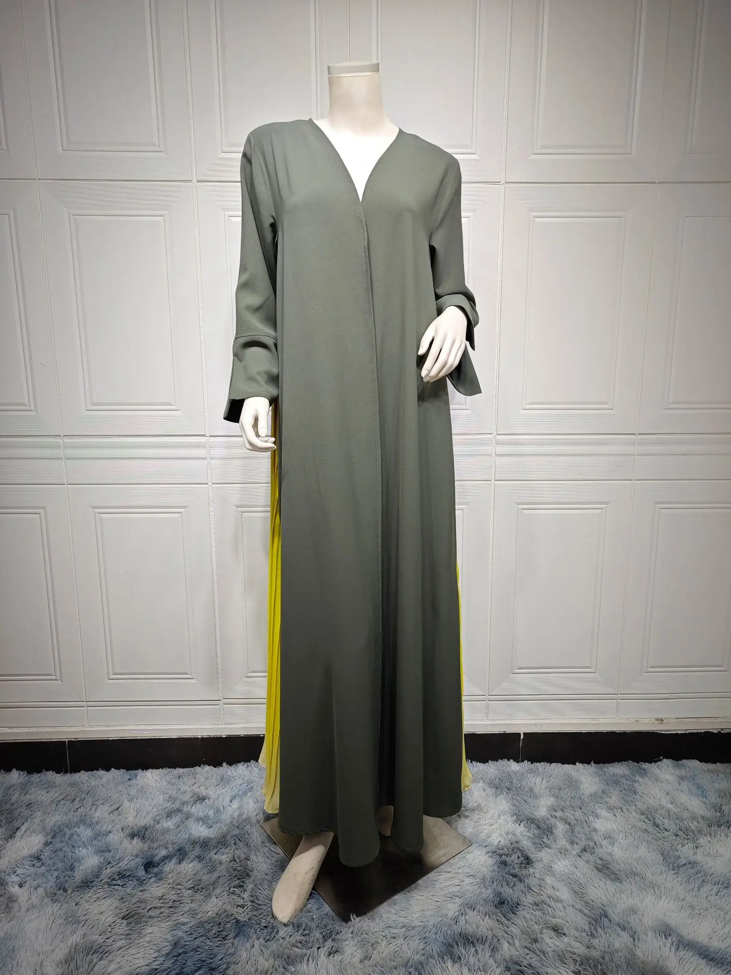 Eid Abaya Muslim Kimono Dress Women Chiffon Pleated Abayas Dubai Saudi ...