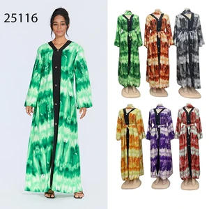 Wholesale New Middle East Fashion Printed Loose Muslim Robe V-neck Women Dress