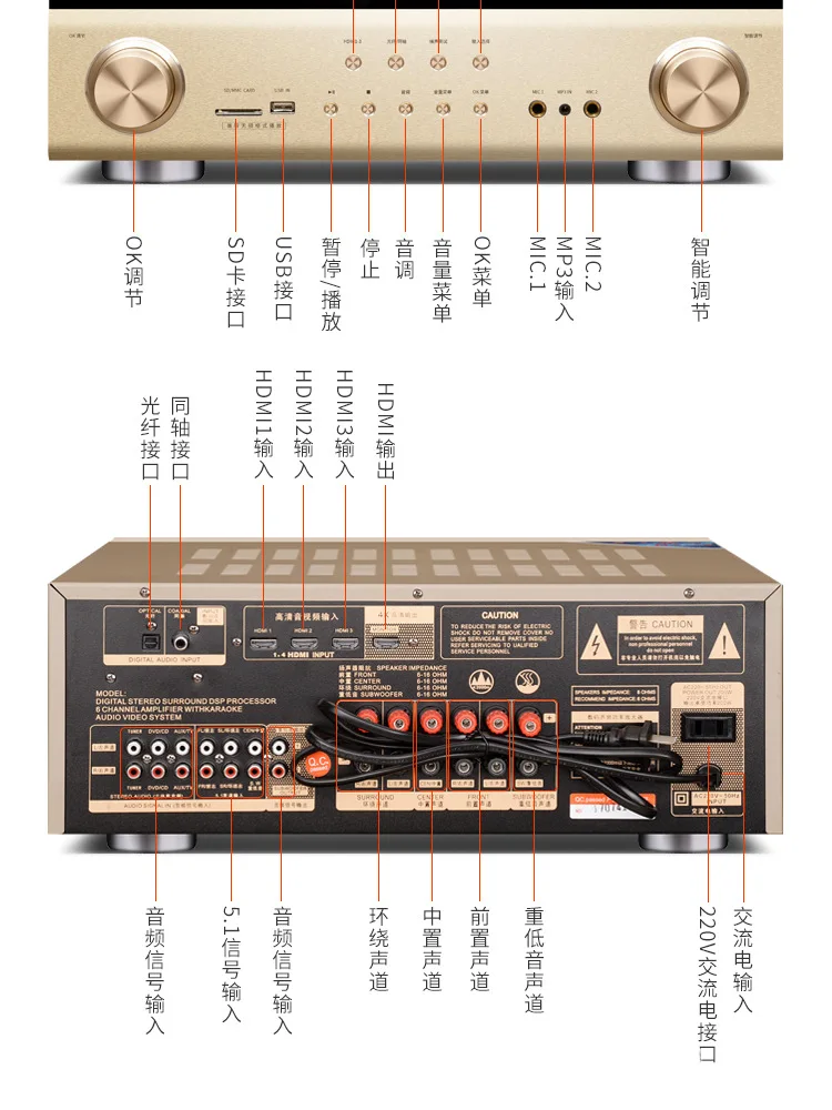 Floor Mounted Highpower Living Room Speaker Ktv5.1 Home Theater Sound