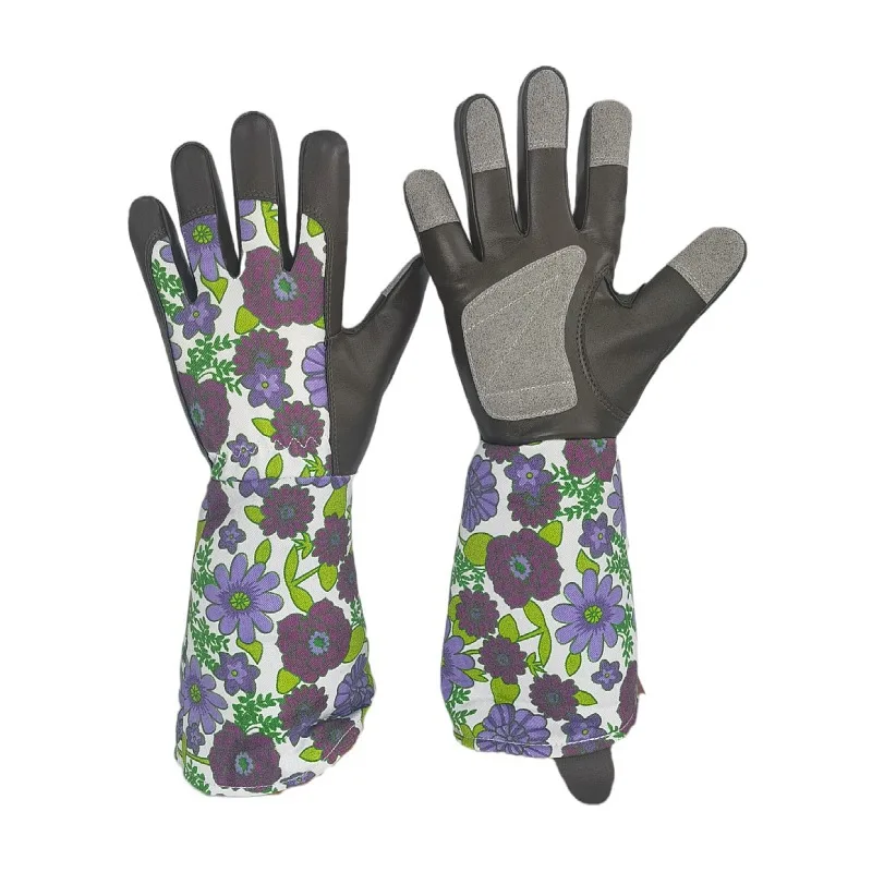 long sleeve floral garden gloves