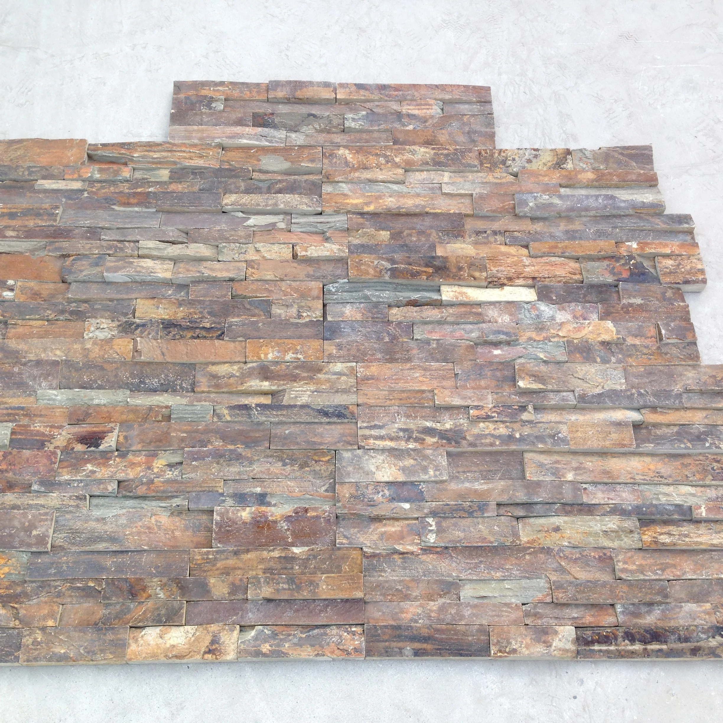 Rusty Quartz Nature Culture Stone for Home Decoration Stacked Slate Z Shape Wall Cladding for Wall Panel