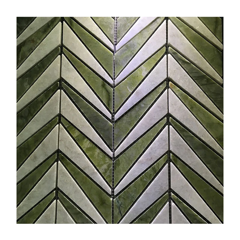 Ubin Berbentuk Kipas Warna Hijau Ming dari Marmer