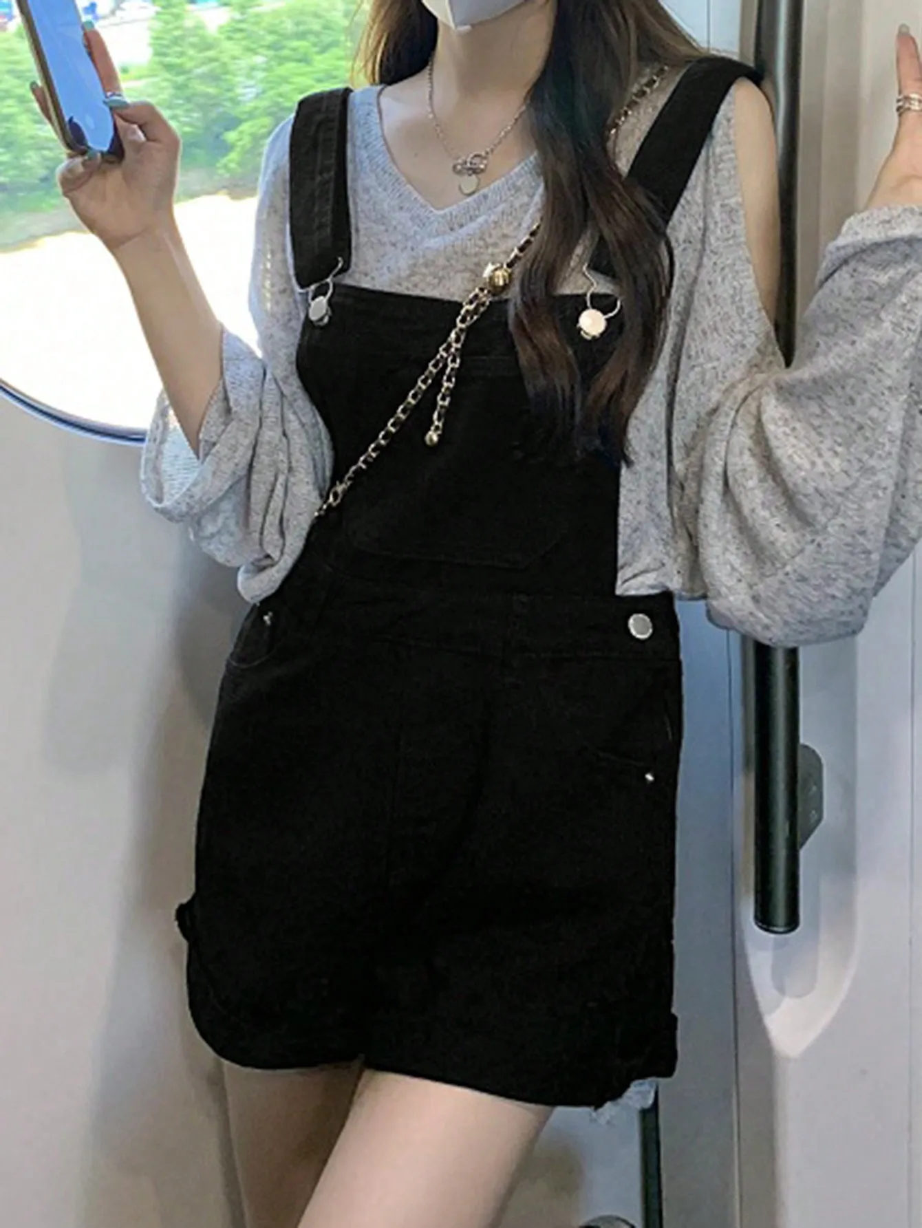 korean fashion overall dress NILAURIA SKIRT Woman black main image 0