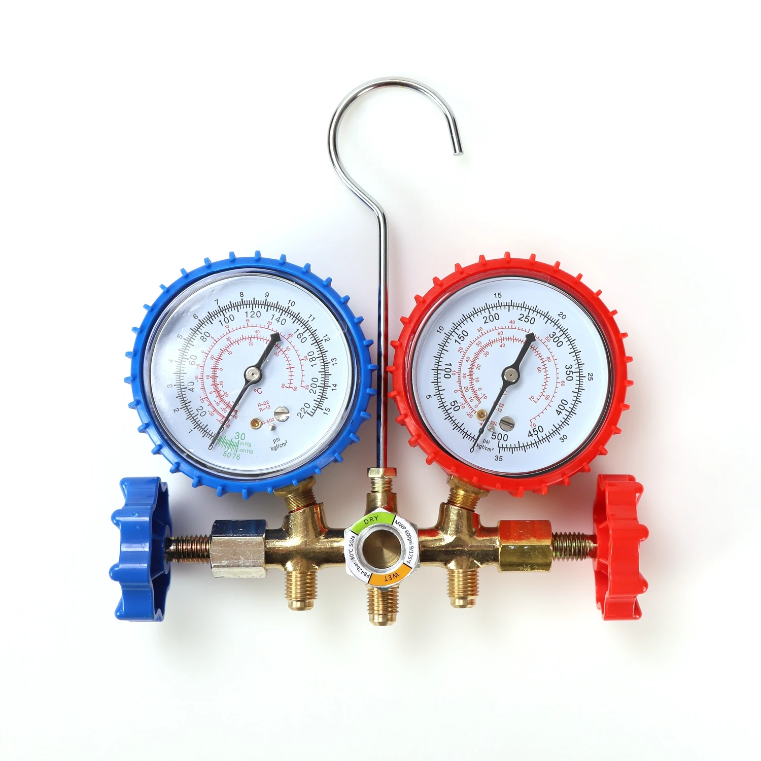 RN R134a R22 R12 R502 Two Way Gauge Refrigeration Hvac Meter Valve Pointer Reading Manifold Gauge