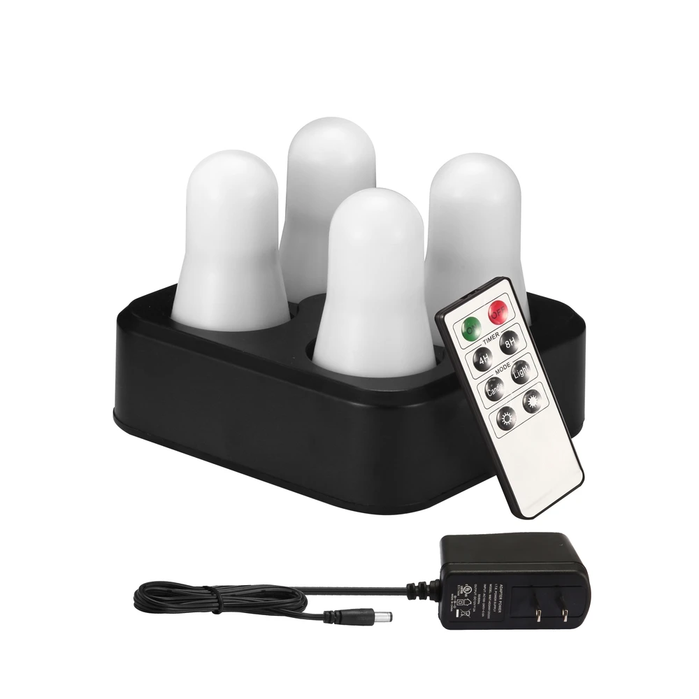 4 Pcs Cordless Linkable Inductive Rechargeable LED Candle Flicker Tealight Candles for Home Hotel bar Decoration
