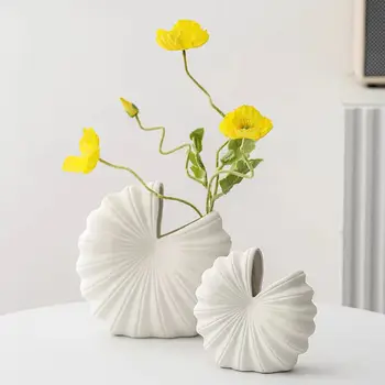 European-Style Ceramic Shell Vase Simple Creative New Model for Dried Flowers Fresh Flowers Water Cultivation Scandinavian