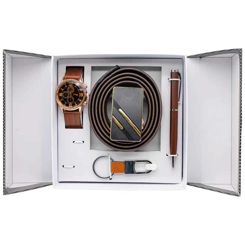 Wamantic Cadeau Personnalisés Homme: 3 en 1 Ensemble de Cadeaux Portefeuille Photo Personnalisé Coffret Cadeau avec Porte-clés Signature Stylo Cadeau de Fête des Pères, Saint-Valentin(Style-1