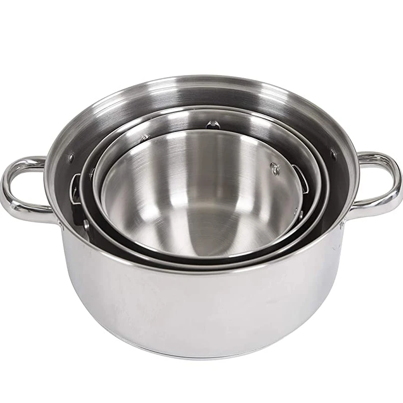 Stainless Steel Camping Cookware Set Convenient Detachable Handle Soup Pot Pan Outdoor Cookware