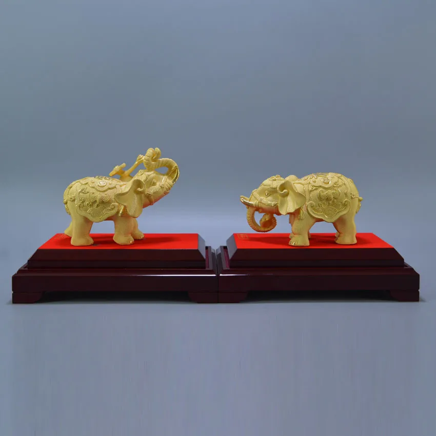 Оптовая Продажа с фабрики 1 шт. доставка бизнес-предприятие фэн-шуй офисная модель 24k золотой слон