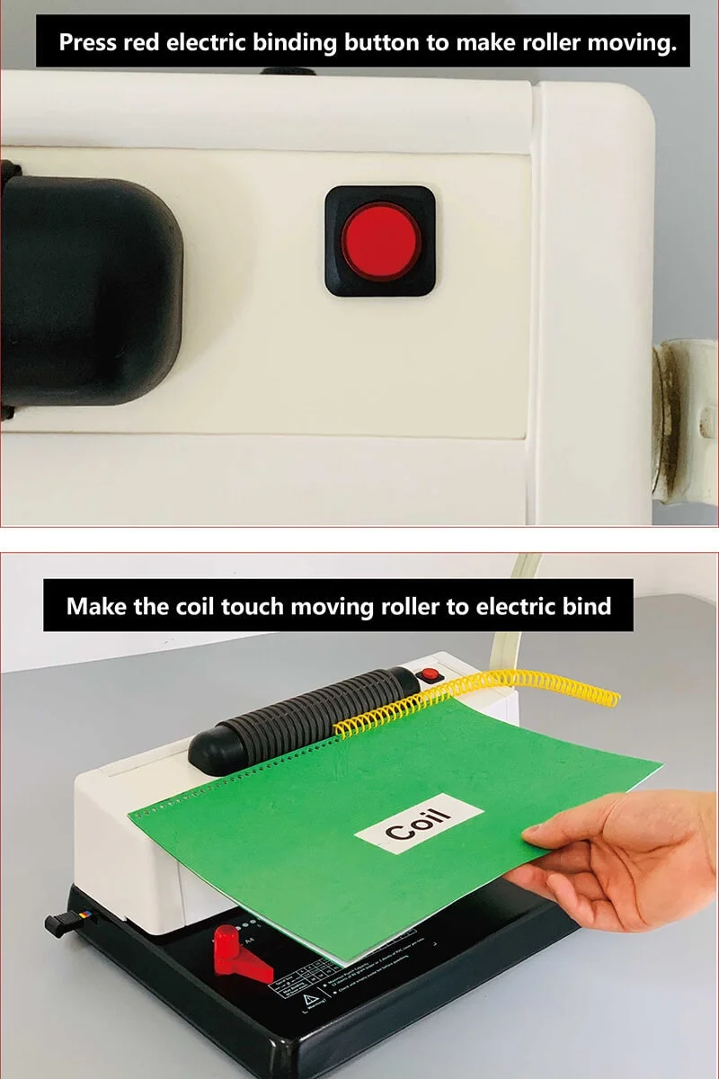 C348 Electric Binding Machine Single Coil Notebook Receipt Puncher Financial Accounting Office Wire Binding Machine