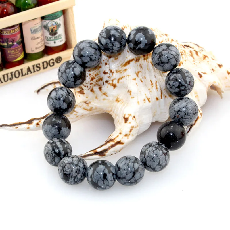 天然雪花黑曜石手环珠宝首饰男士女士治愈手环礼品 - buy healing