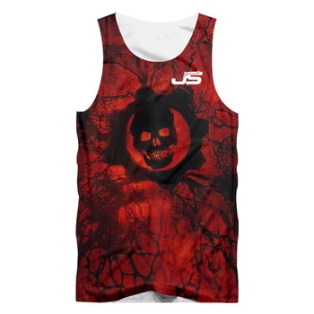 Hotsale New Bodybuilding 3D Sleeveless Shirt Printing Red horror Design Casual Plus Size Costume Man Summer Tank Tops