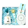 Blue-Heating cup with spoon+flower+mini fan