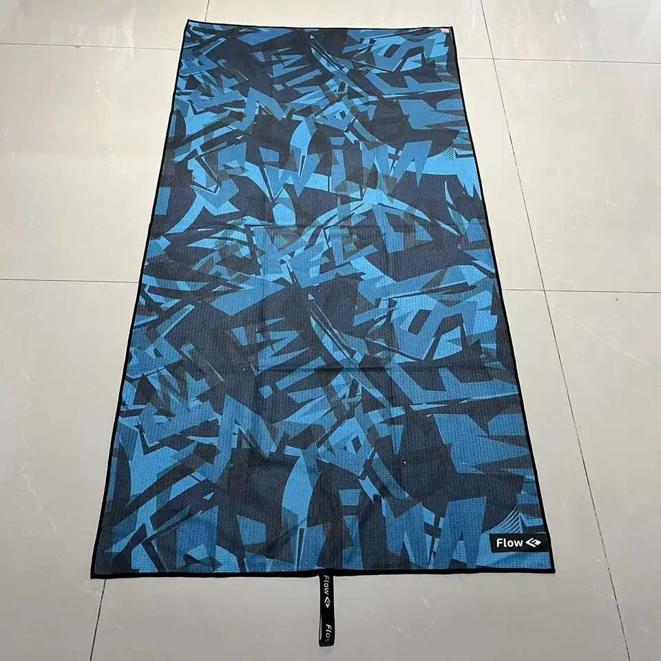 RPET Fiber Custom Design Double Sides Printed Recycled Plastic Bottle Waffle Swimming Beach Towel With Hook supplier