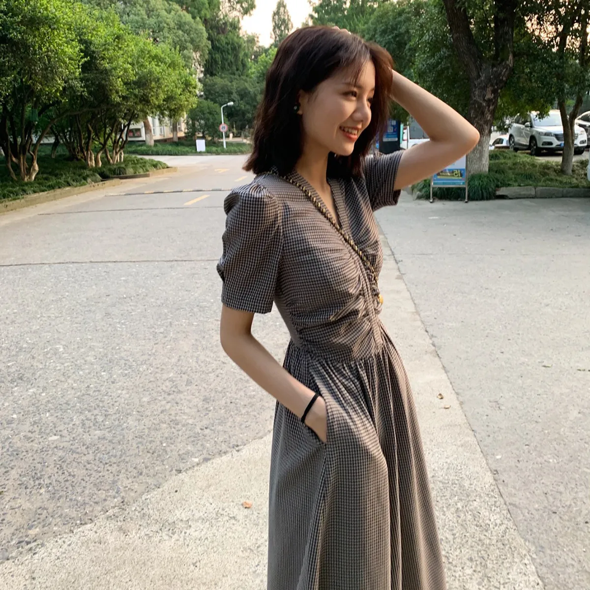 Abito Da Donna Scozzese Casual Elegante In Cotone A Maniche Corte Retrò In  Cotone All'ingrosso - Buy Abiti Retrò A Maniche Corte,Abito Da Donna  Scozzese,Abiti Retrò In Cotone Product on Alibaba.com