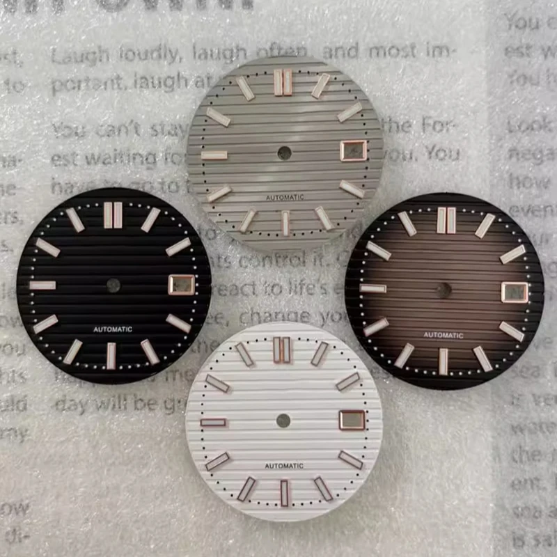 30.5mm Engraved Rose Gold Modified Green Luminous Dial Suitable for NH35/36 Movements