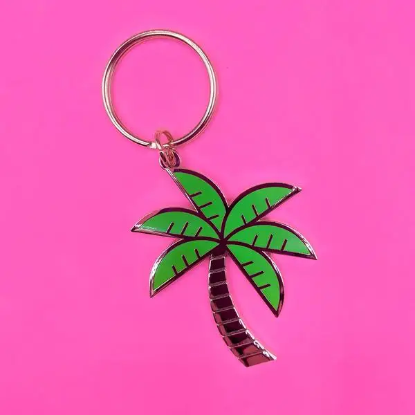 Wholesale Custom Souvenir Gift Metal Green Palm Tree Key Chain Keyring  Coconut Tree Keychain