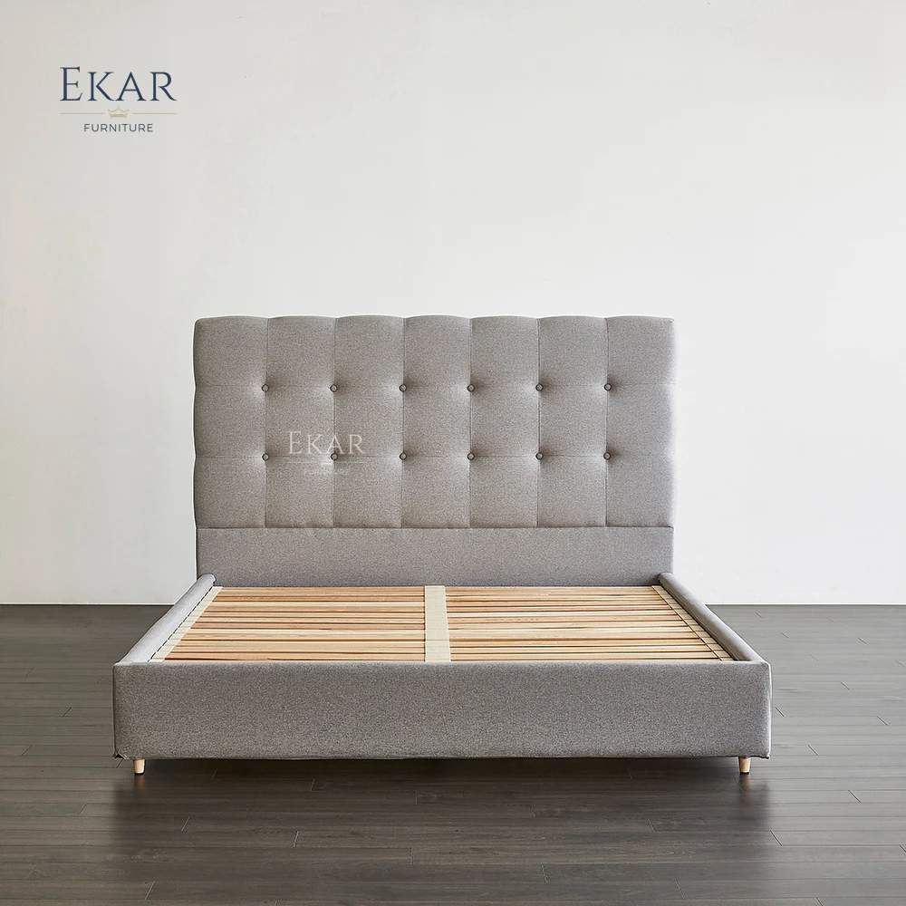 product new design ekar nappa leather and half leather waffle pattern bedroom bed-67