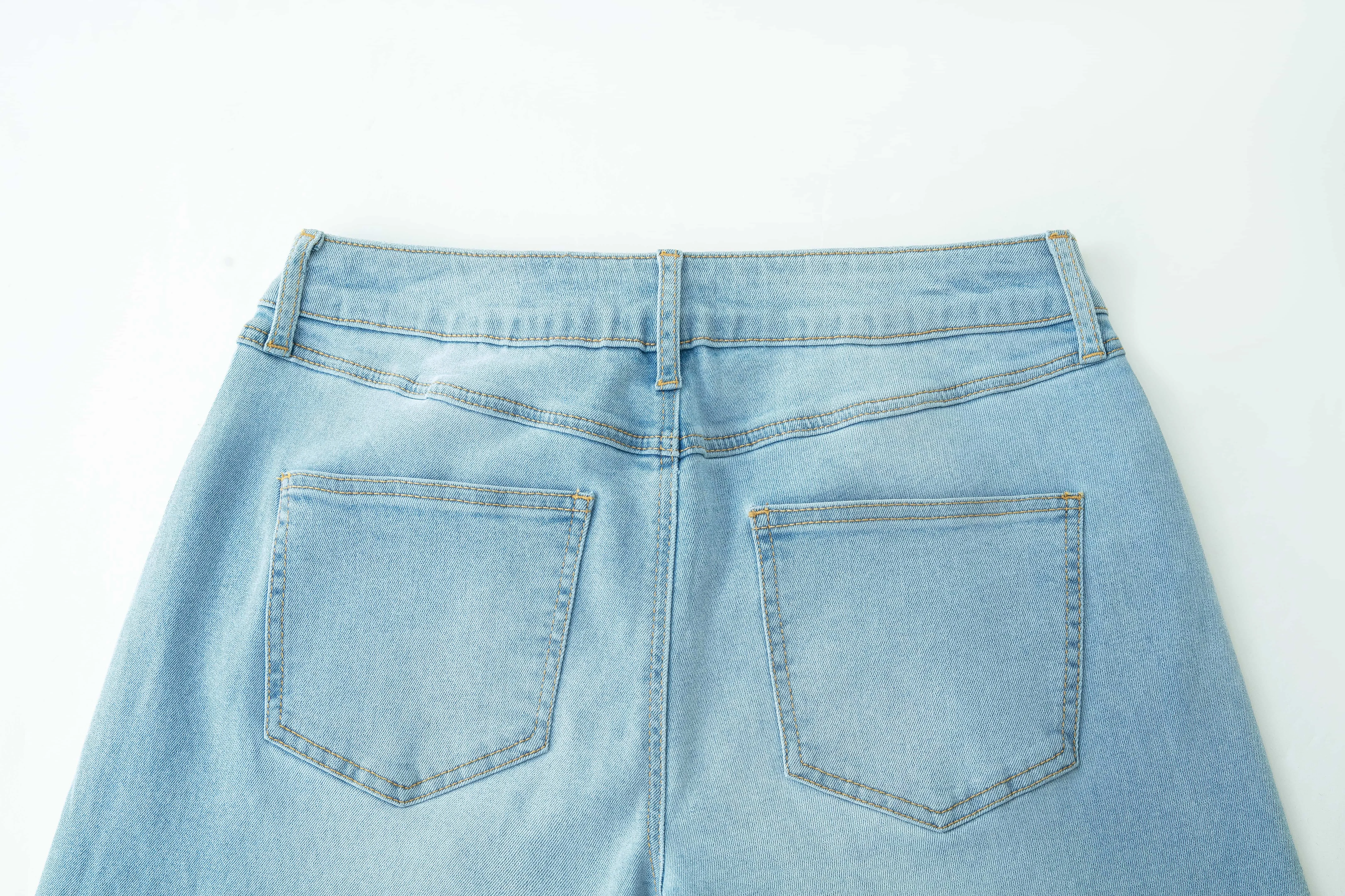 Custom Washed Washed Rhinestone Wide Leg Jeans Denim Pants Wide Leg Denim Jeans Baggy Women's Pants Women Jeans