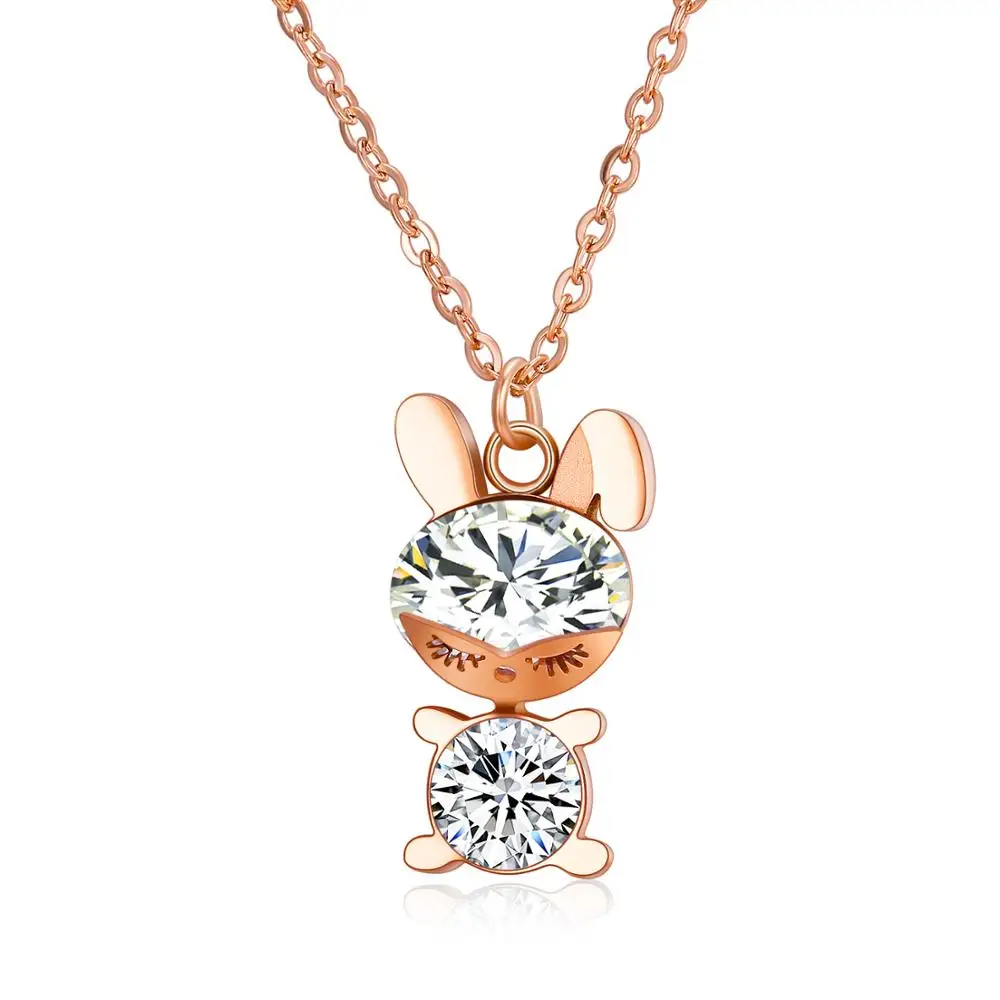 Cute rabbit diamond pendant jewelry necklace for women GX1438