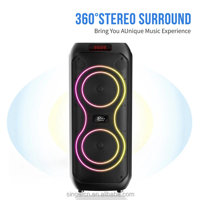 ZQS8255 ポータブルBluetoothスピーカー - カラフルLEDライト付き