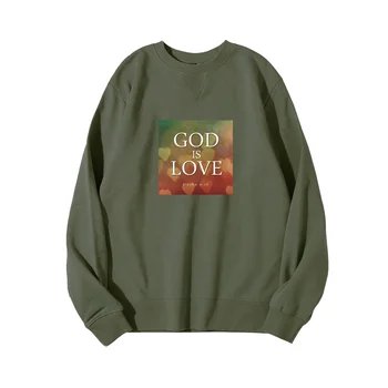 LUXI Apparel V-stitch GOD IS LOVE Hoodie Multi Easy Wear Designed Collection High School Hoodie Olive Green Tops for Unisex