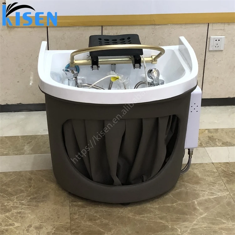 KISEN  Salon Hairdressing Simple Design Shampoo Sink  Backwash Unit Bowl Cheap Price Portable Hair Wash Sink With Water Pipes
