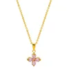Flower necklace pink n0055-3-Gold