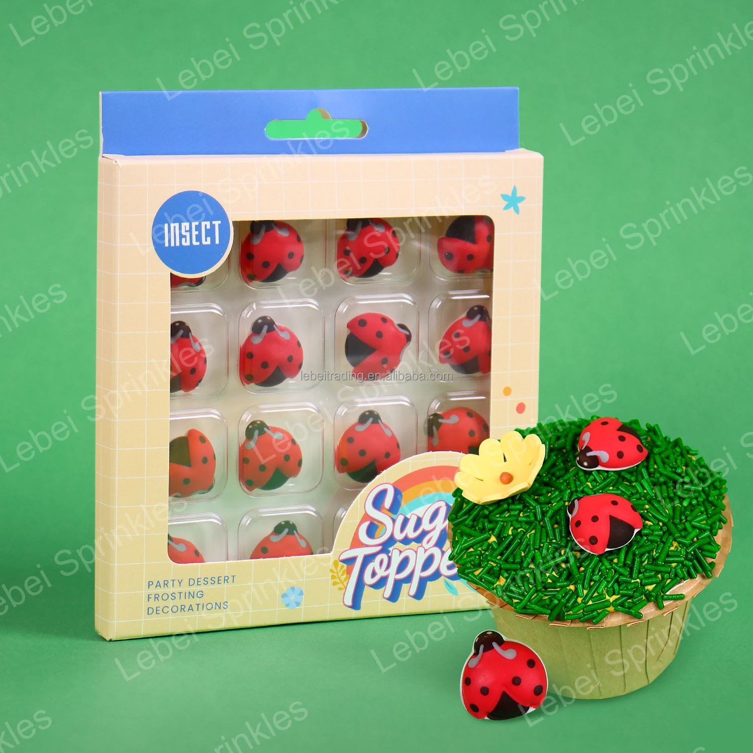16 Count Ladybug for Edible Cake Topper Kids DIY Royal Icing Decorations for Bakery Biscuit Cake Trending Insect Decorations Box