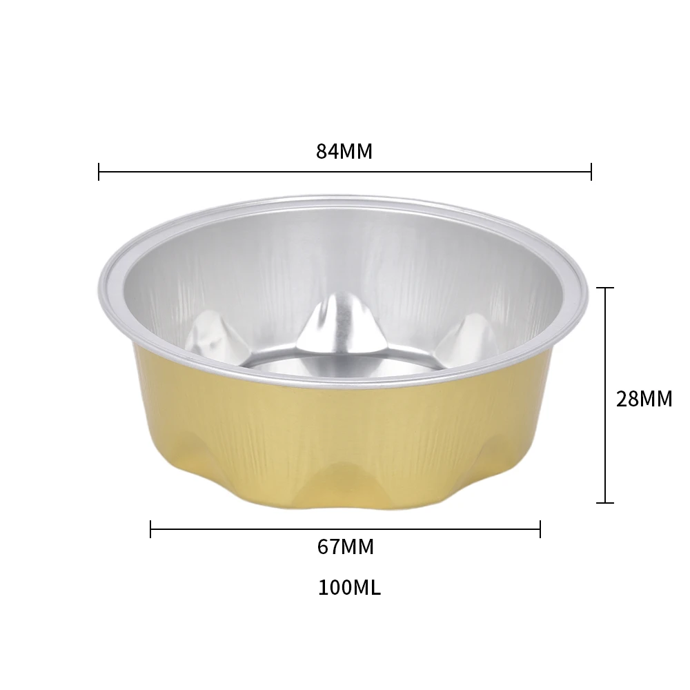 product y100 338oz 100ml disposable restaurant baking aluminium round foil food containers with lid cover for takeaway food-5