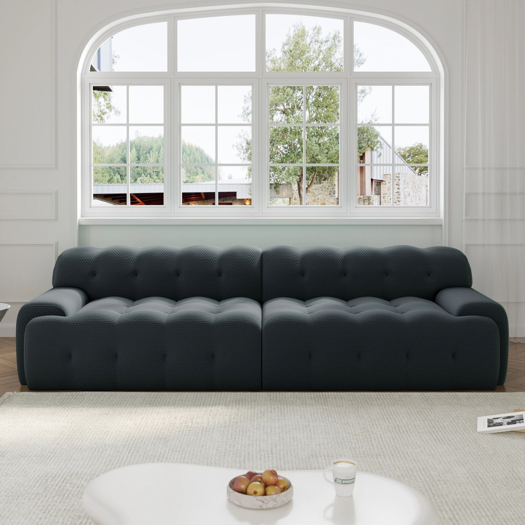 ATUNUS Italian 5D Elastic Fabric Compressed Vacuum Foam Lounge Couch Sofa Custom Modular Sectional Compress Sofa Couch Set