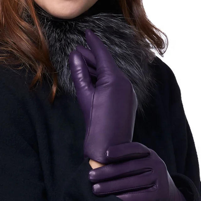 
ZF5005 оптовая продажа, Женские Простые Стильные зимние кожаные перчатки классического цвета для женщин 