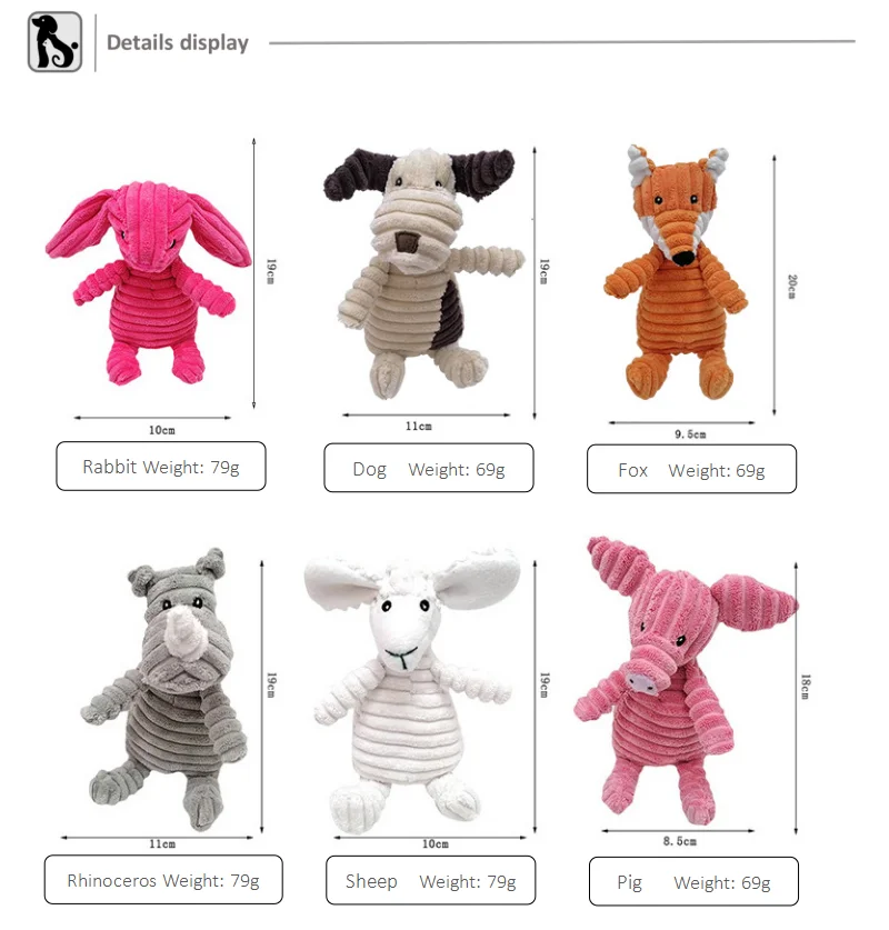 Small Fun Pet Toy Donkey-Shaped Corduroy Chew Toy with Squeaker Squeaky Plush Bone Molar Puppies Dogs Dog Training Accessories