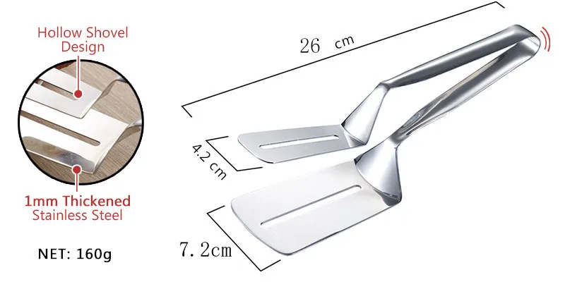 Bread Clamp Kitchen Gadgets Fried Shovel BBQ Clip Stainless Steel Barbecue Tongs
