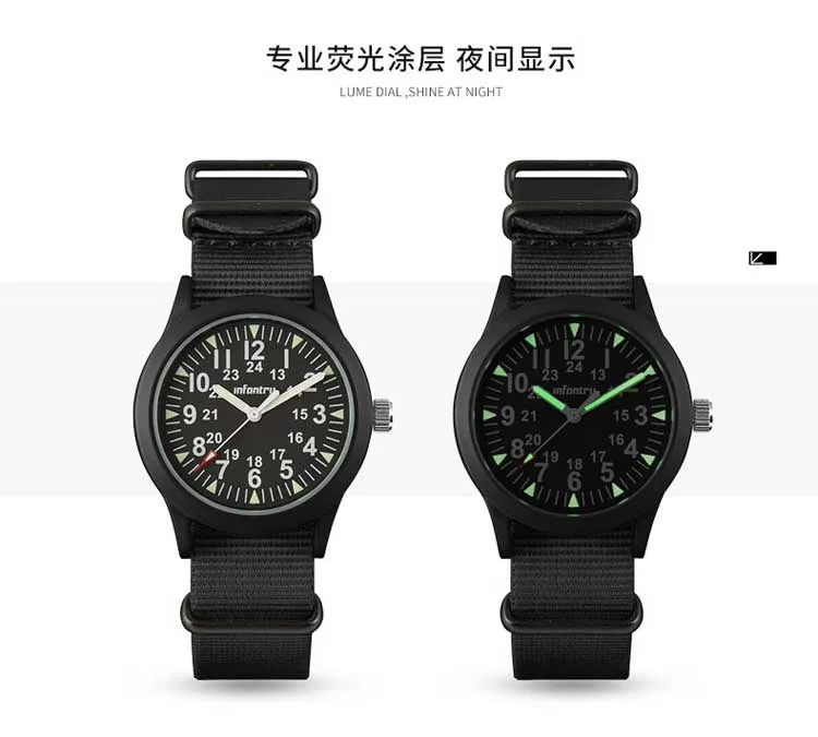 INFANTRY IN083 fashion black male quartz watch low price Nylon strap water resist Concise student watch company Alibaba