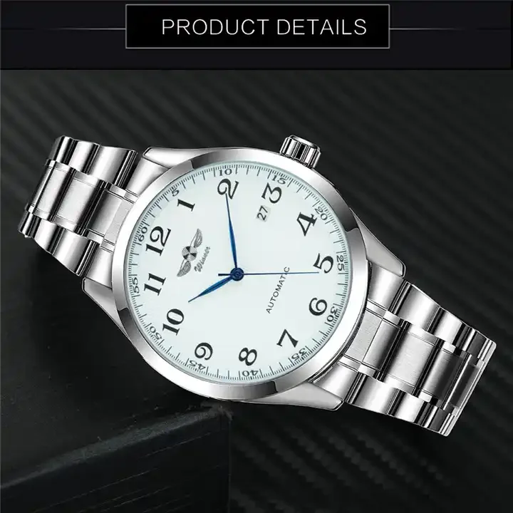 WINNER 166 Hot Sale Men Fashion Brand Mechanical Wrist Watches Luxury Date Calendar Steel Strap Waterproof Mens Watches for Man