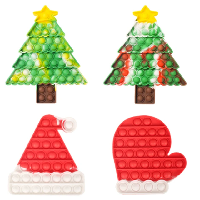 J318 оптовая продажа, силиконовая детская игрушка, носки для рождественской елки, снежинка, пузырьковая игрушка