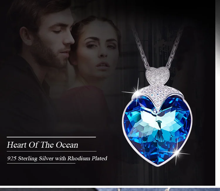 Titanic Cœur De Bleu Océan Cristal Faux-diamants Collier Bague