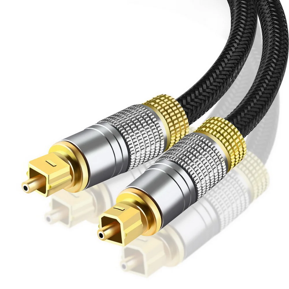 24K Glod Plated Metal Connectors and Braided Jacket 10 feet FIRBELY Digital Optical Audio Toslink Cable Male to Male 