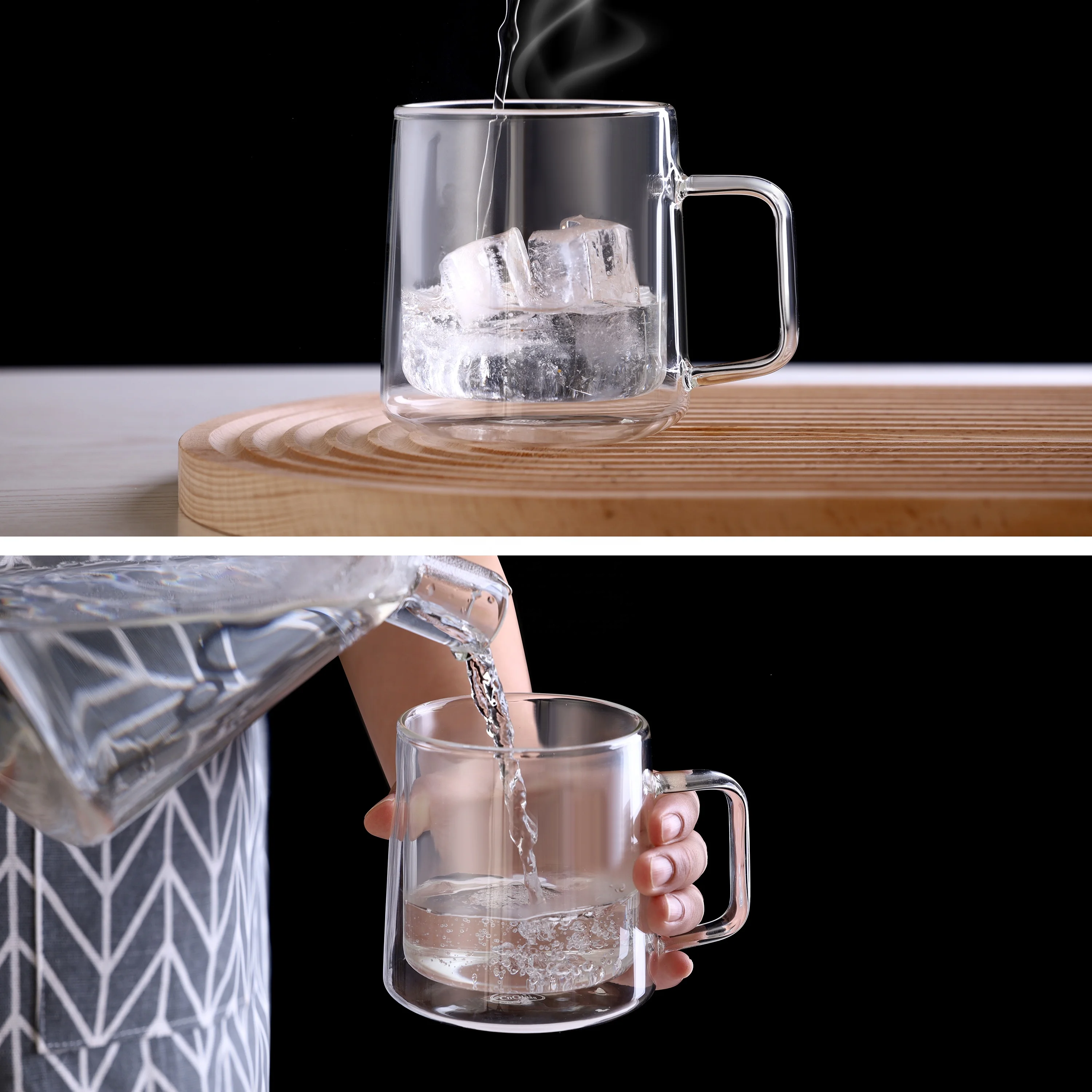 Cnglass 15oz. Insulated Borosilicate Coffee Mugs - BPA Free