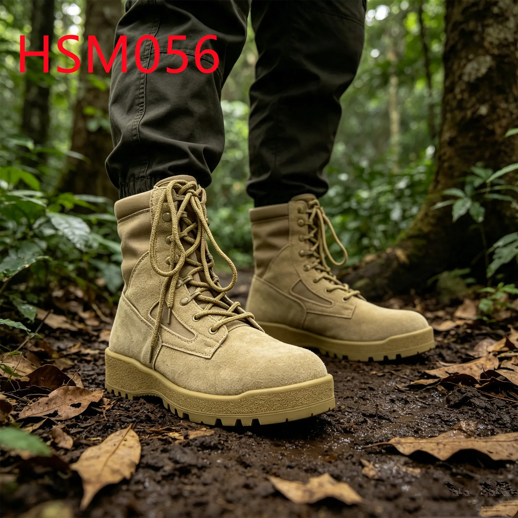 HY,Plateau Training Anti-impact Rubber Sole Hua Singh Combat Boots Water Repellent Nylon Fabric Tactical Boots for Retail HSM056