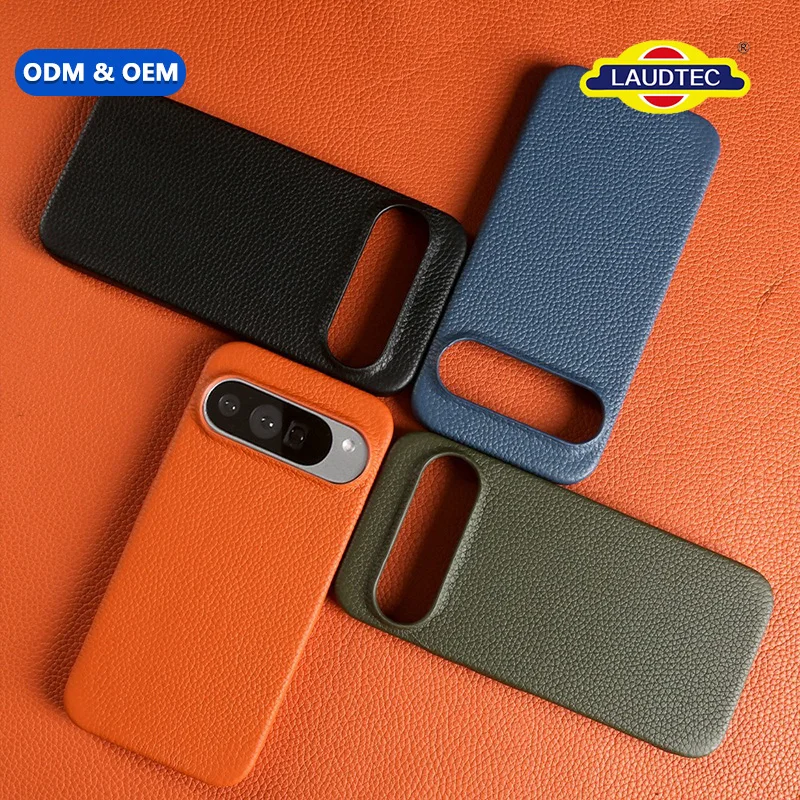 Custom Genuine Leather Litchi Grain Phone Cover for Google Pixel 7 Pro 8 Pro 9 Pro 10 Pro Strong Magnetic Charging  Phone Case