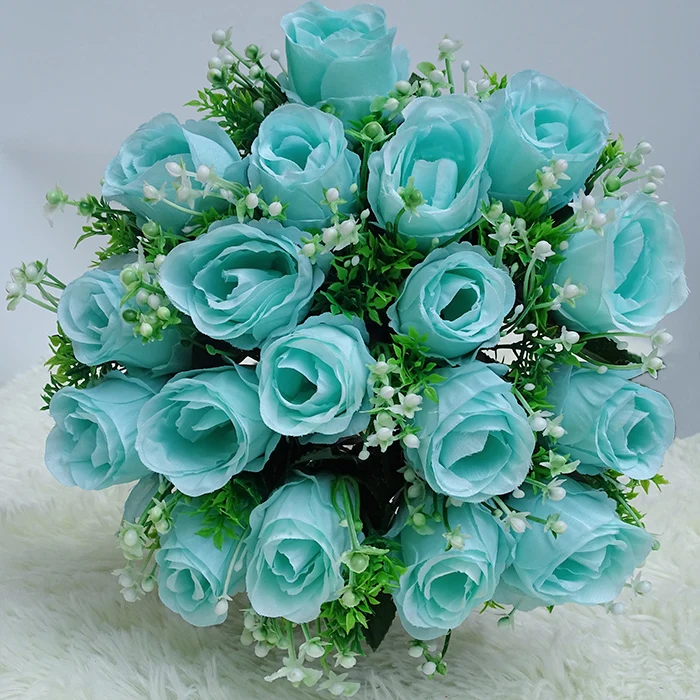 18 Heads Wedding Bridal Bouquet Decorative White Red Wedding Romantic