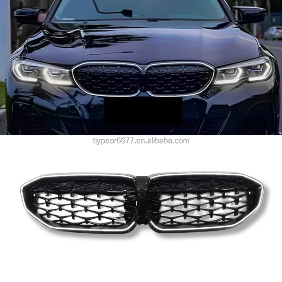 product tiypeor black front center star style car bumper kidney led light lamp grille grill for bmw 3 series g20 2019   2022 2020 2021-2