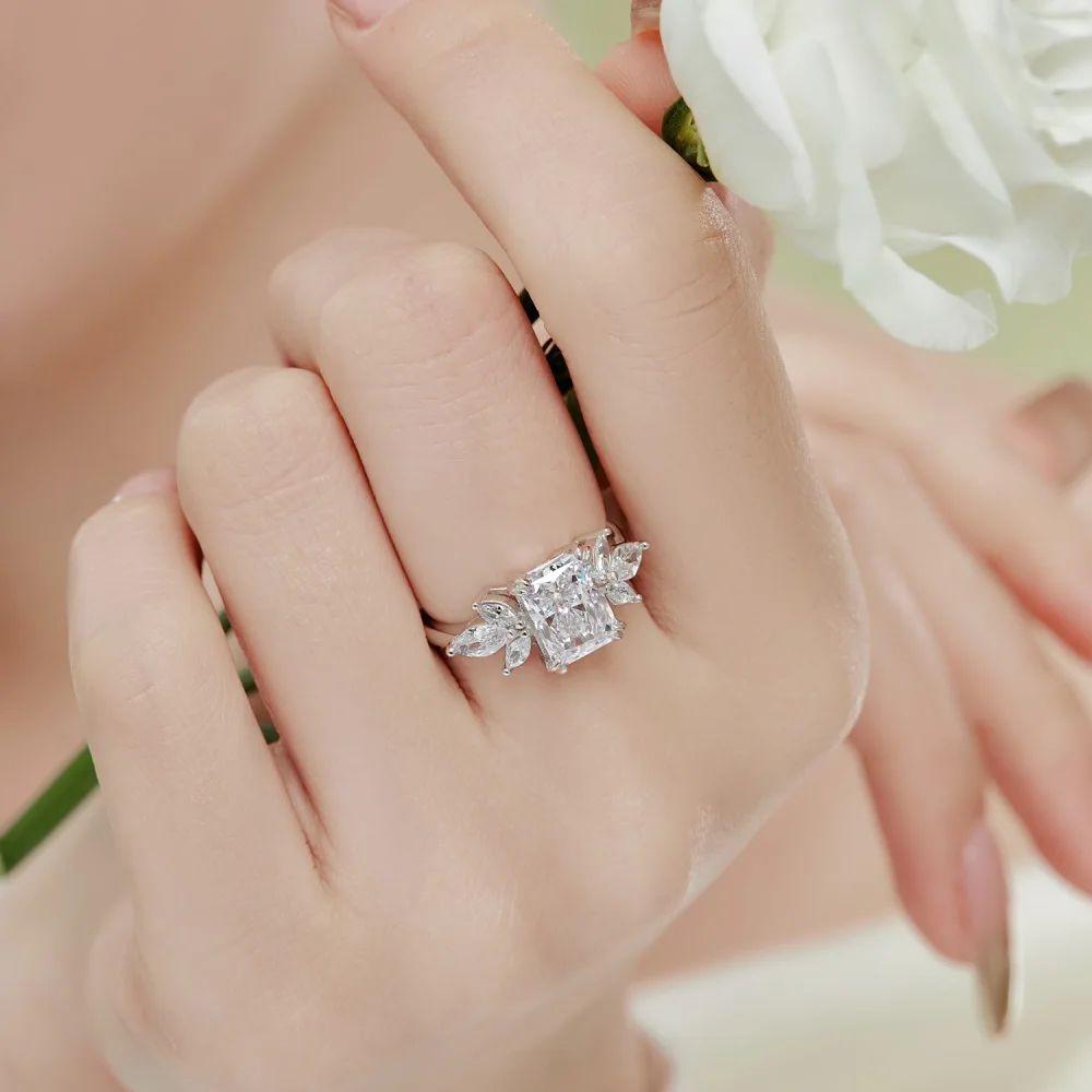 KAKODIY Matte Customized 925 Sterling Silver Oval Cut Czirconium Cubic Zirconia Ring Women Wedding Engagement Ashlar Stone Ring detail 3