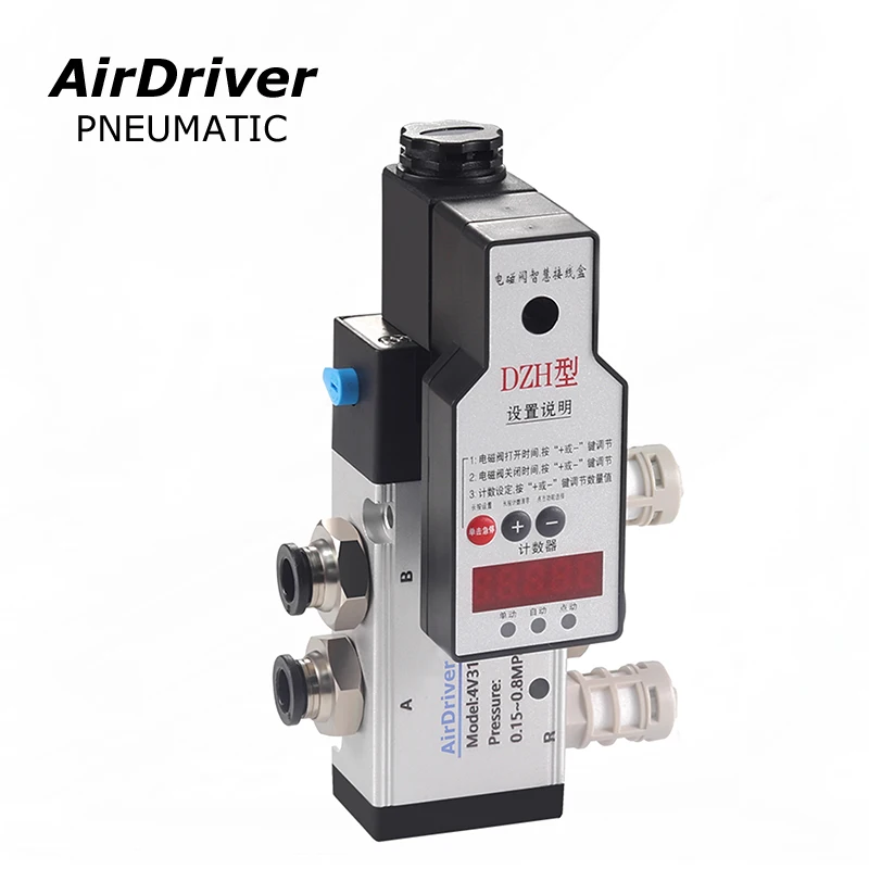 Simple Solenoid Valve 4V210 PLC Controller Single Valve PLC System Fit with All One Coil 4V Series Like 2V025-08 3V210-08
