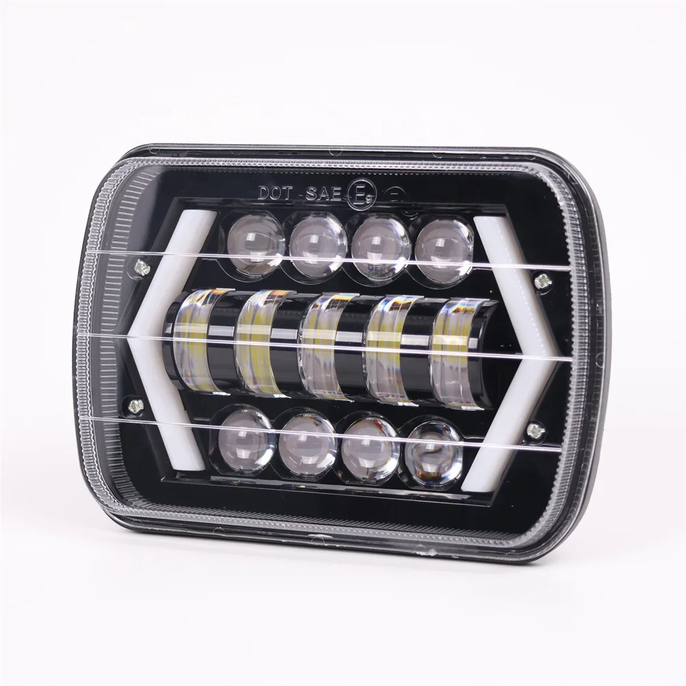 TIYPEOR Motorcycle Car Headlight 7InchLED DRL Brightest for Toyota Pickup Truck Hi-Lo Beam Halo Light Car Motorcycle Accessories